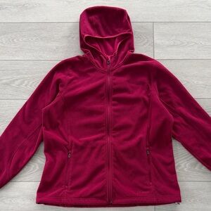 LL Bean Magenta Hooded Fleece Full-Zip Jacket